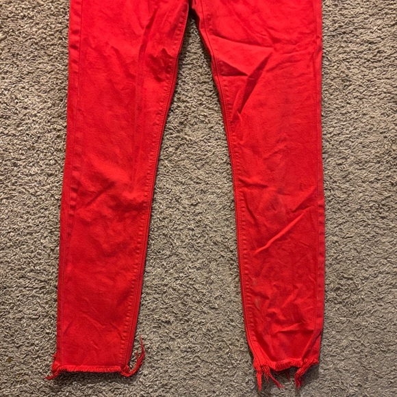 Lucky Brand Woman’s 6 Red Skinny Jeans Raw Hem Bottoms Like New - Picture 7 of 15